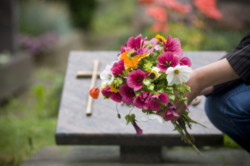 flowers on grave