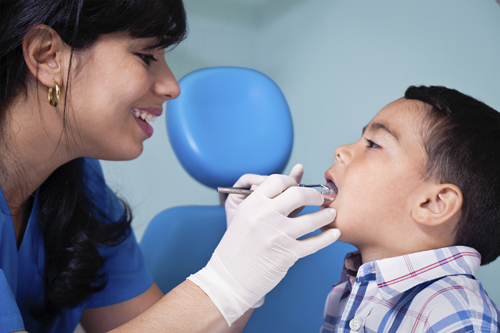 young boy at dentist
