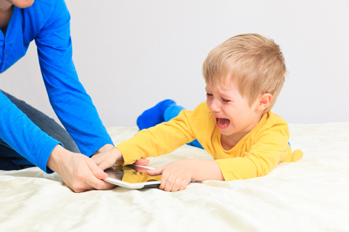 toddler crying angry ipad