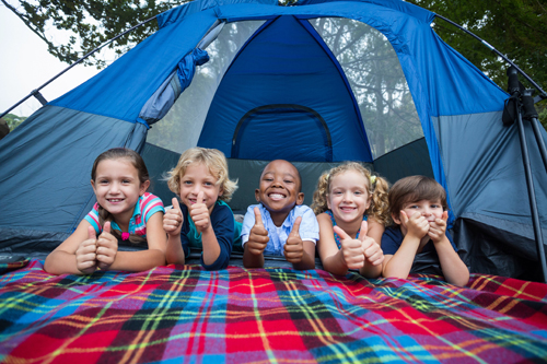 kids in tent