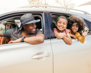 Family on a car ride